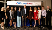 Photo of 10 "Young Hero" scholarship winners flanking the Governor of NH, Chris Sununu