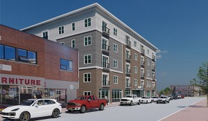 Rendering of a mixed-use housing project in Dover, NH