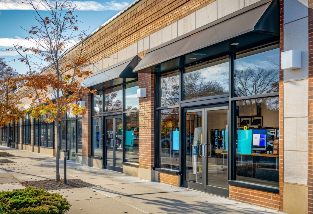 Rendering of a business storefront. Primary Bank is NH's Bank for Business!